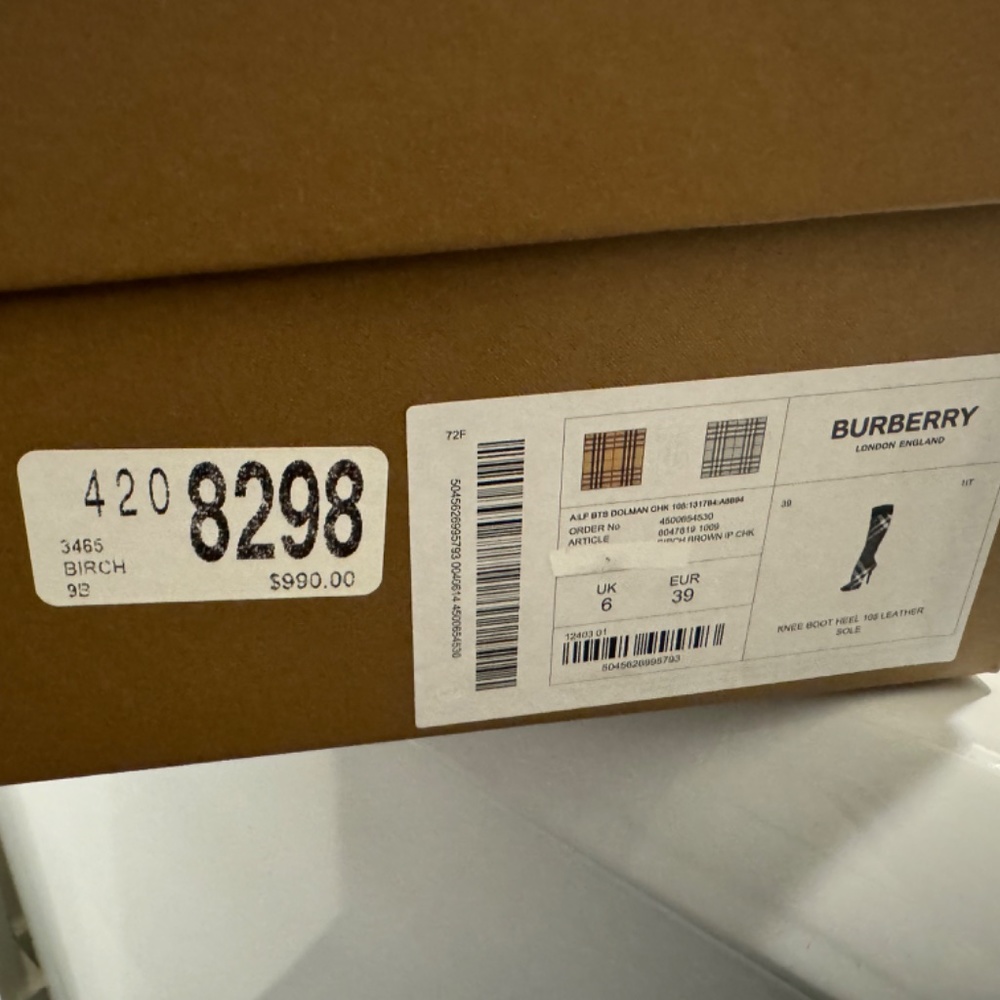 BURBERRY Dolman Check Knee High Boots - Picture 3 of 3